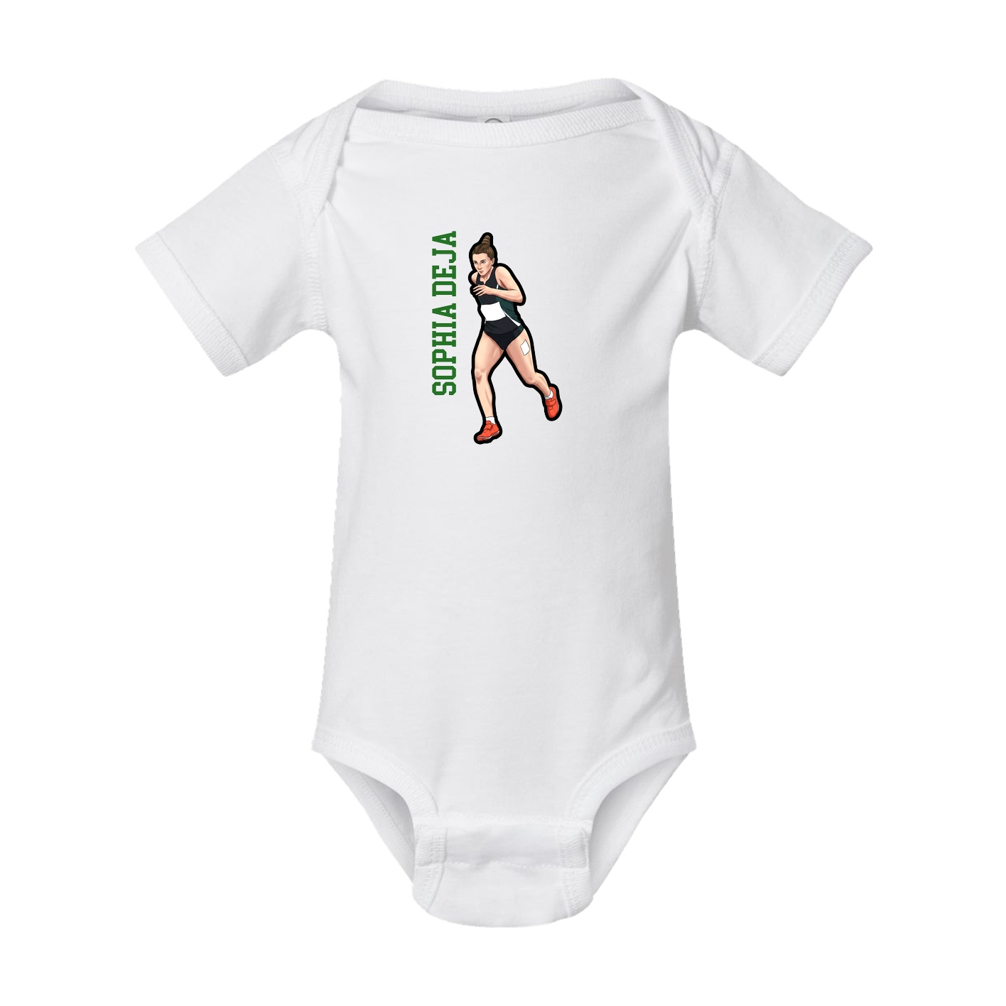 Baby Onesie — Name Vertical in White