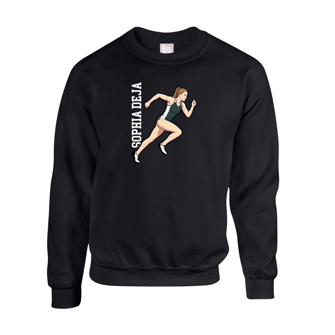 Fleece Crew — Name Vertical in Black