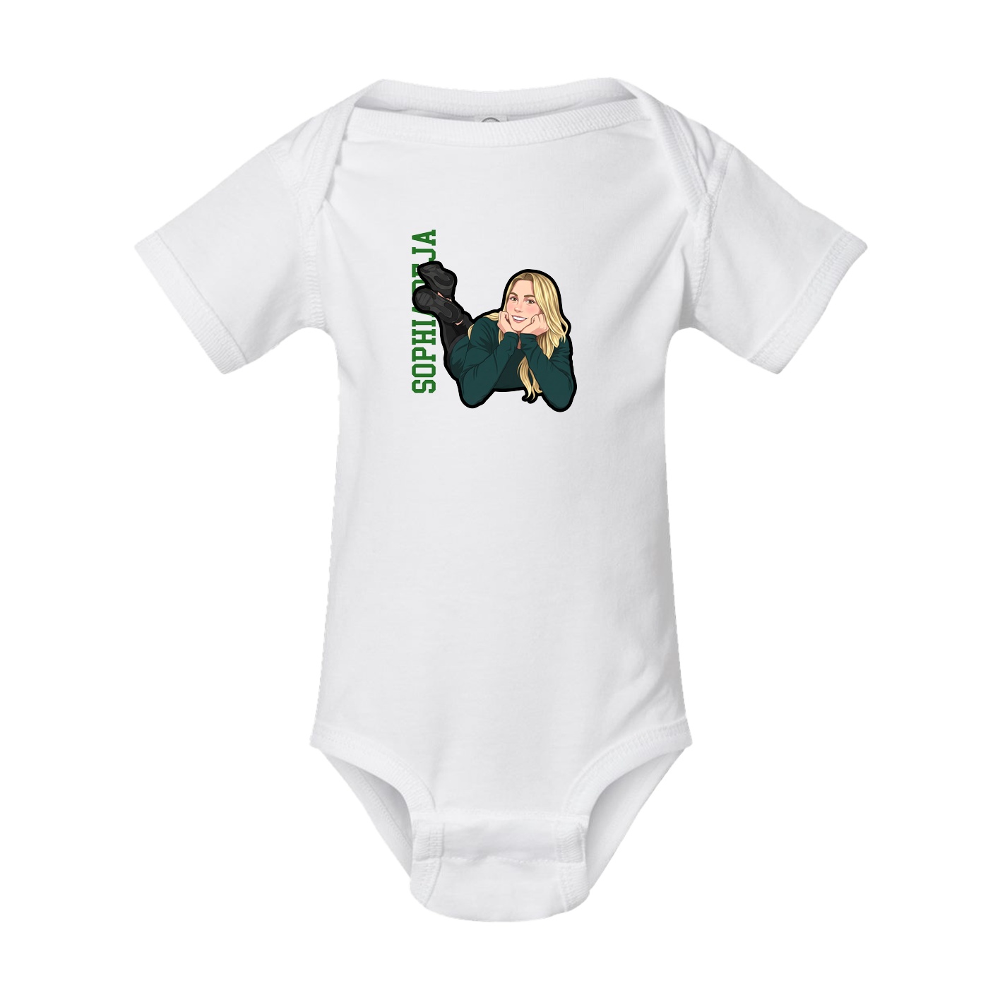 Baby Onesie — Name Vertical in White