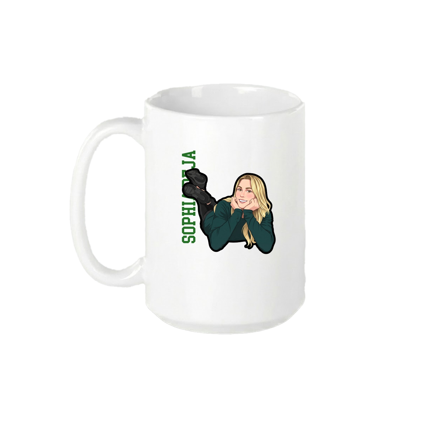 15oz Coffee Mug — Name Vertical in White