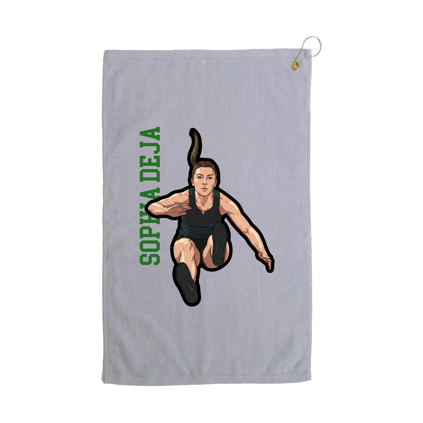 Golf Towel — Name Vertical in Grey