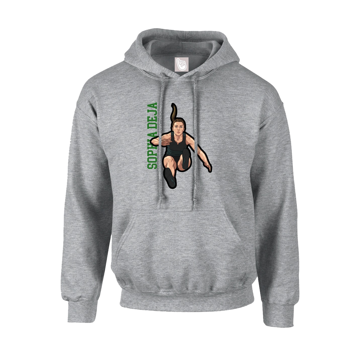 Hoodie — Name Vertical in Grey