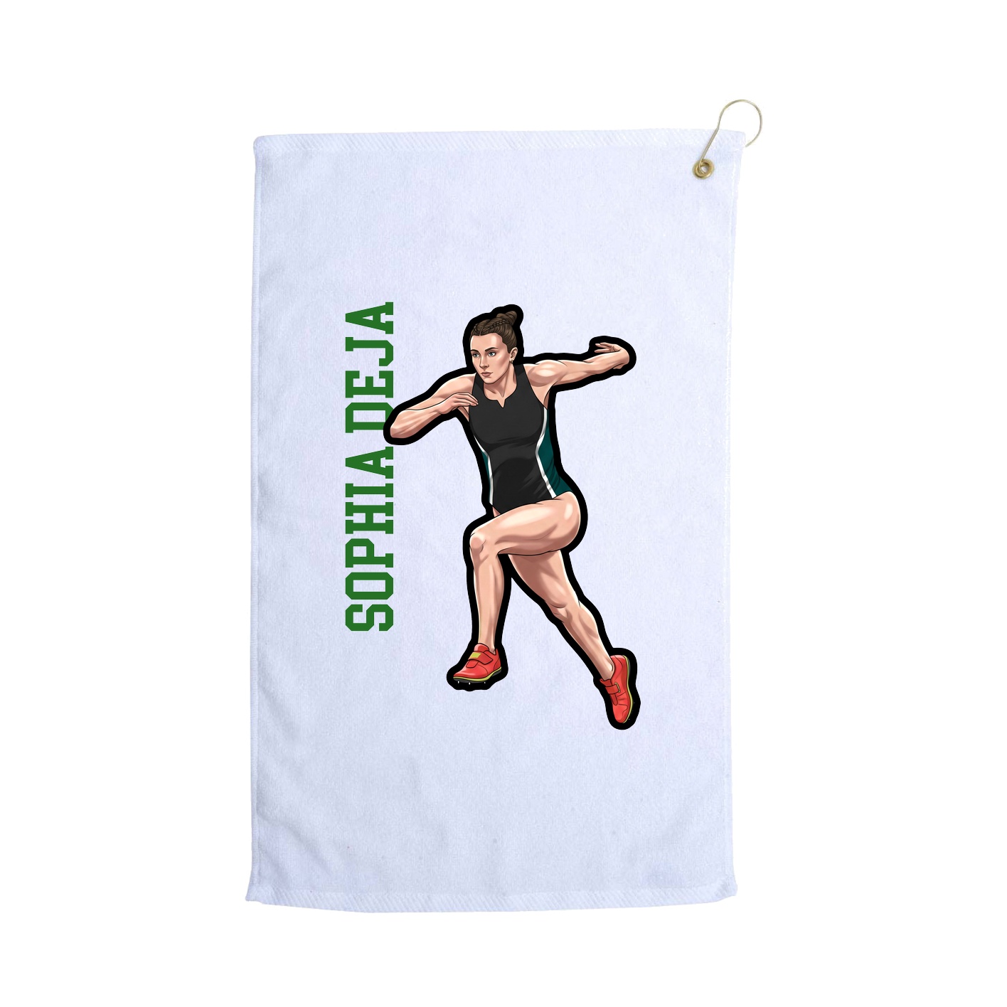 Golf Towel — Name Vertical in White