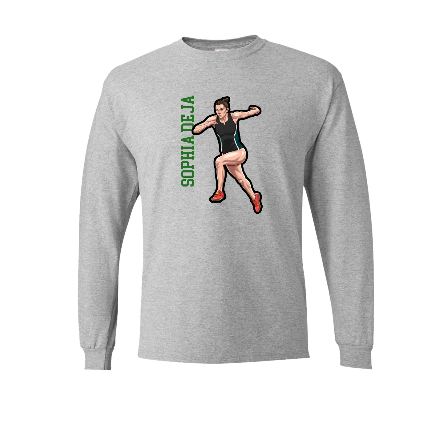 Long Sleeve Tee — Name Vertical in Grey