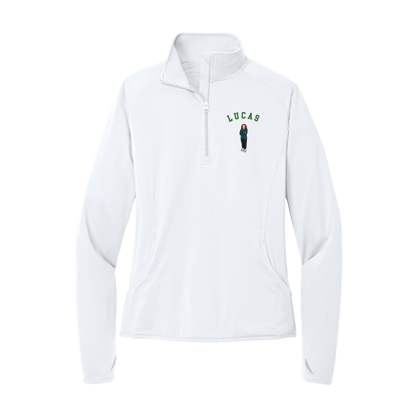 Women's Q-Zip Pullover — Shirsey Arch in White