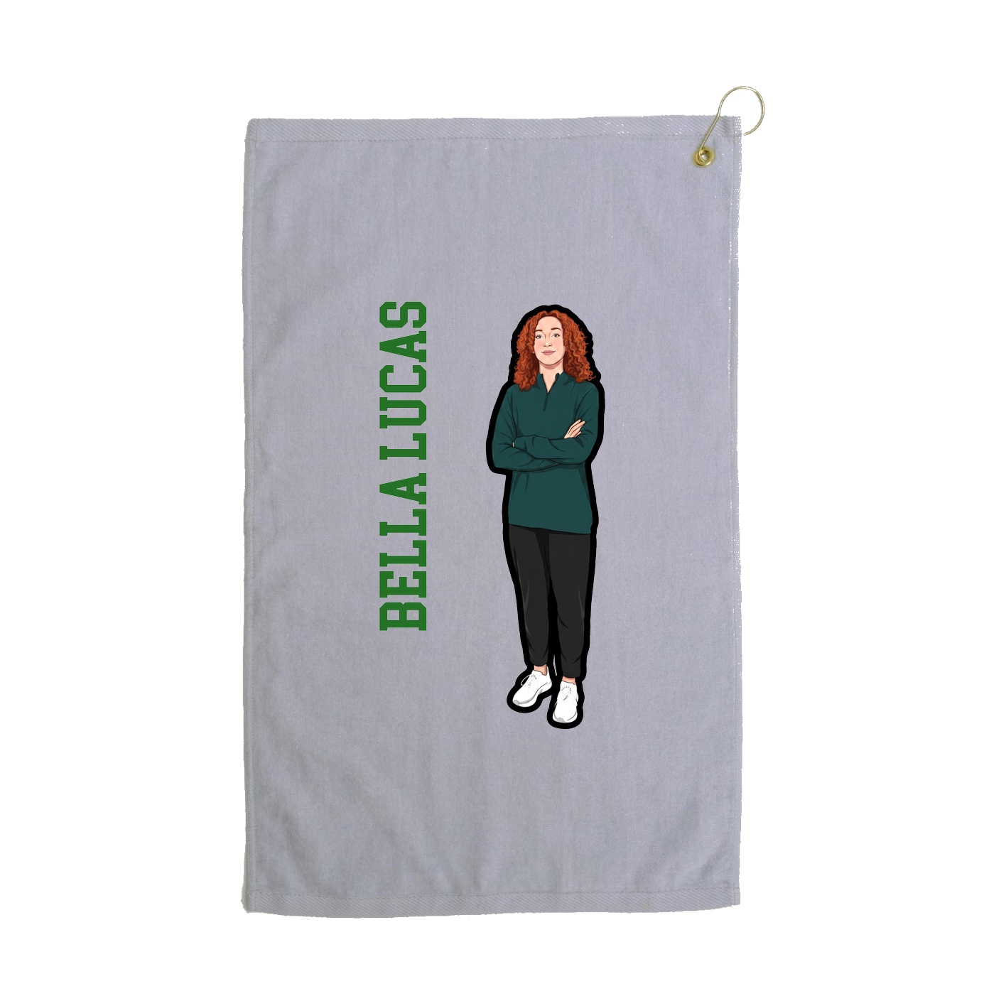 Golf Towel — Name Vertical in Grey