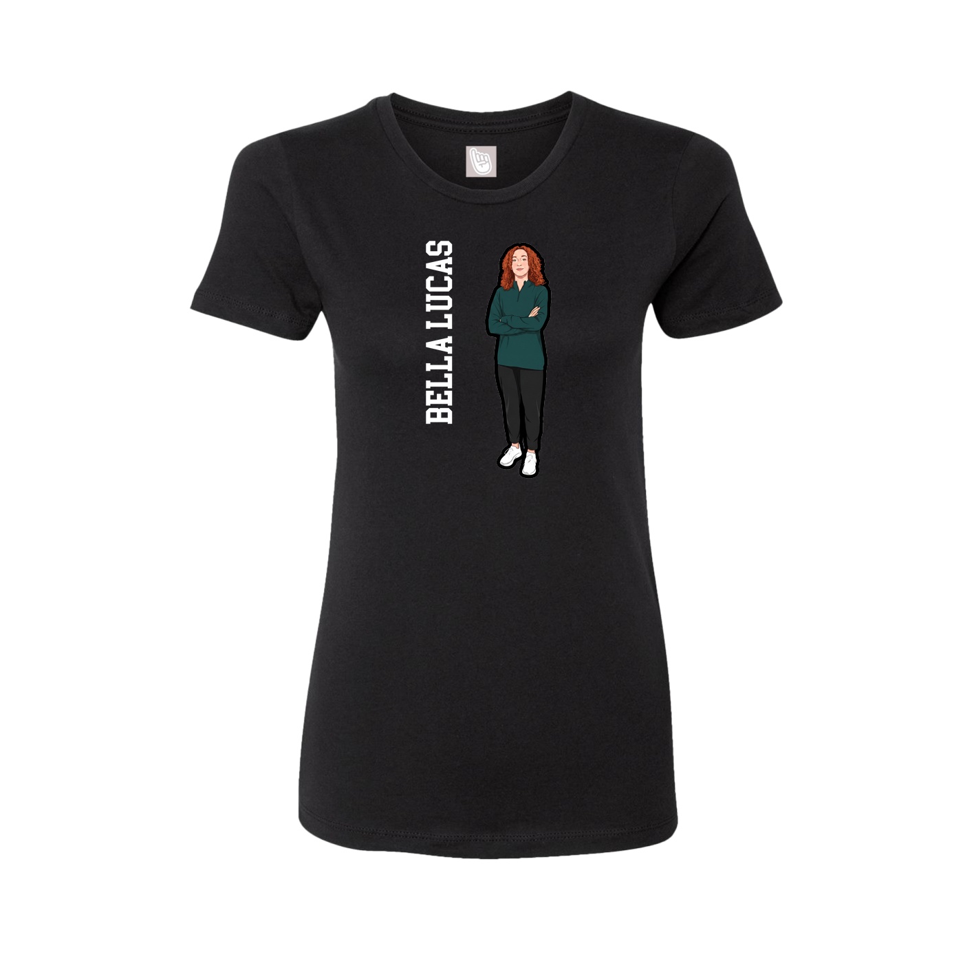 Womens Tee — Name Vertical in Black