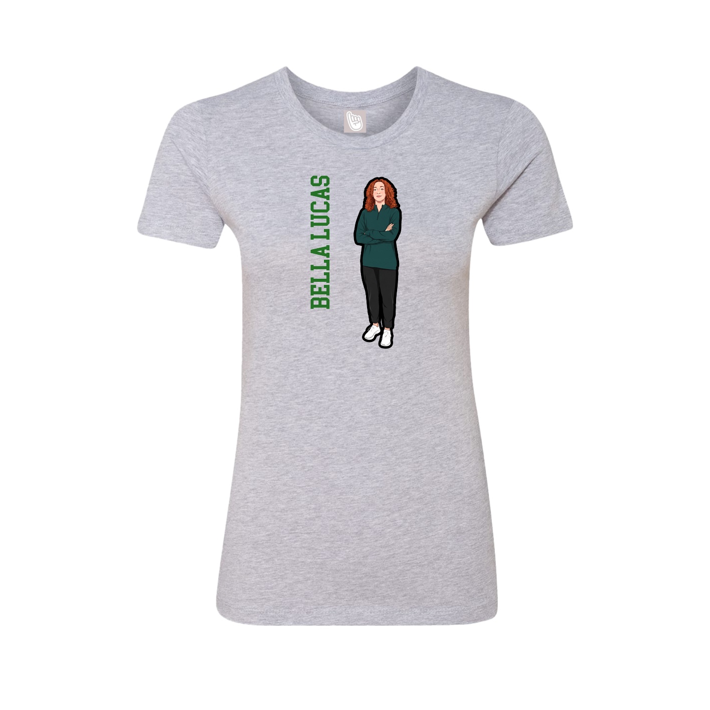 Fitted Women's Tee — Name Vertical in Grey