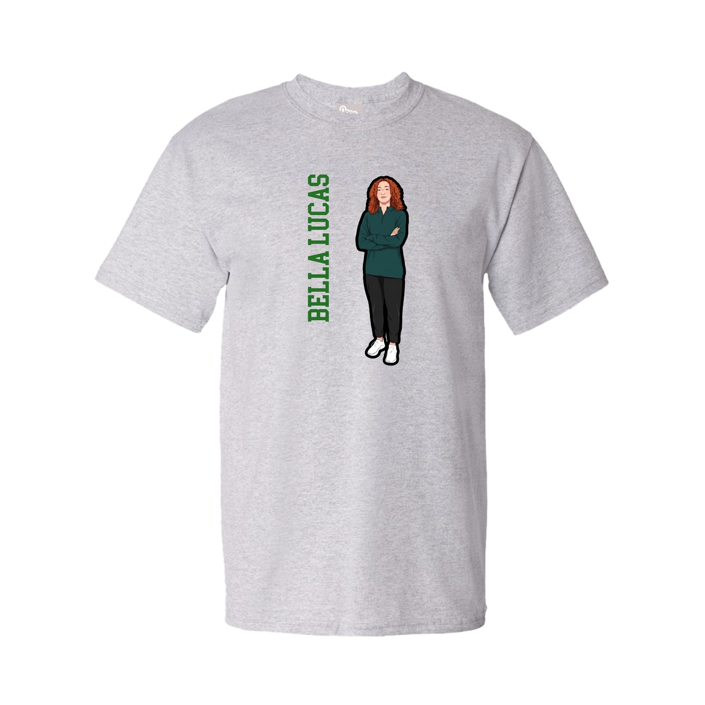 Youth Tee — Name Vertical in Grey