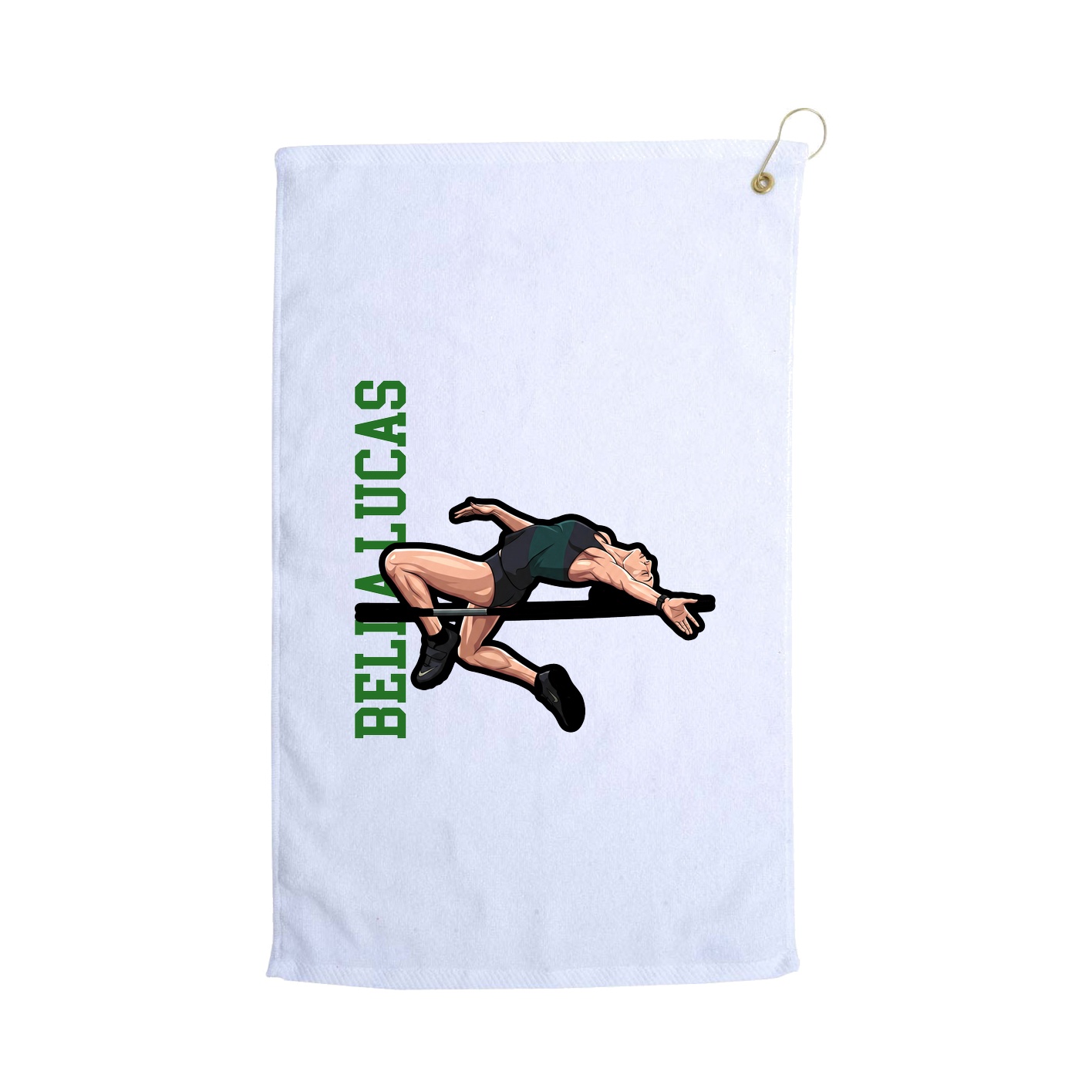 Golf Towel — Name Vertical in White