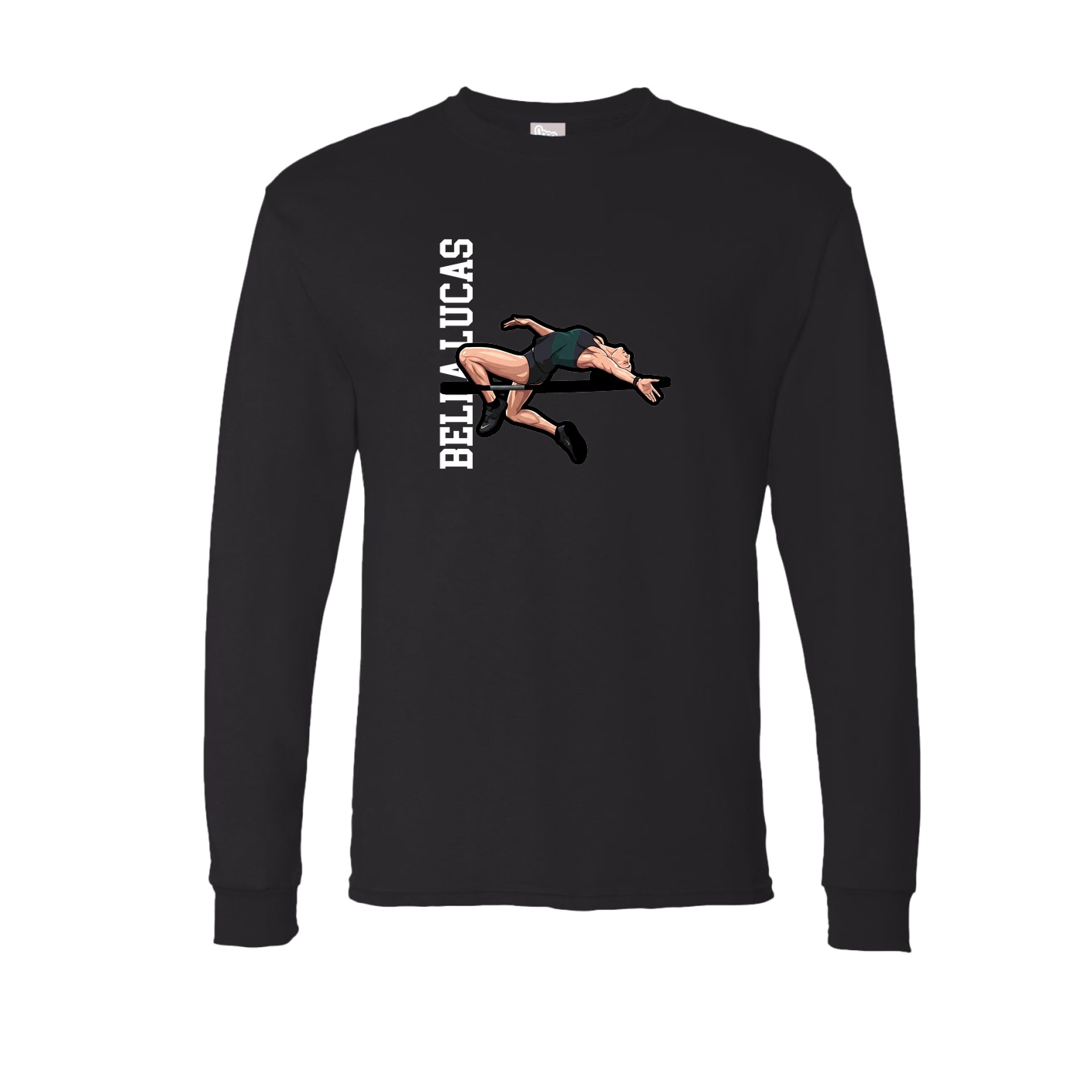 Long Sleeve Tee — Name Vertical in Black