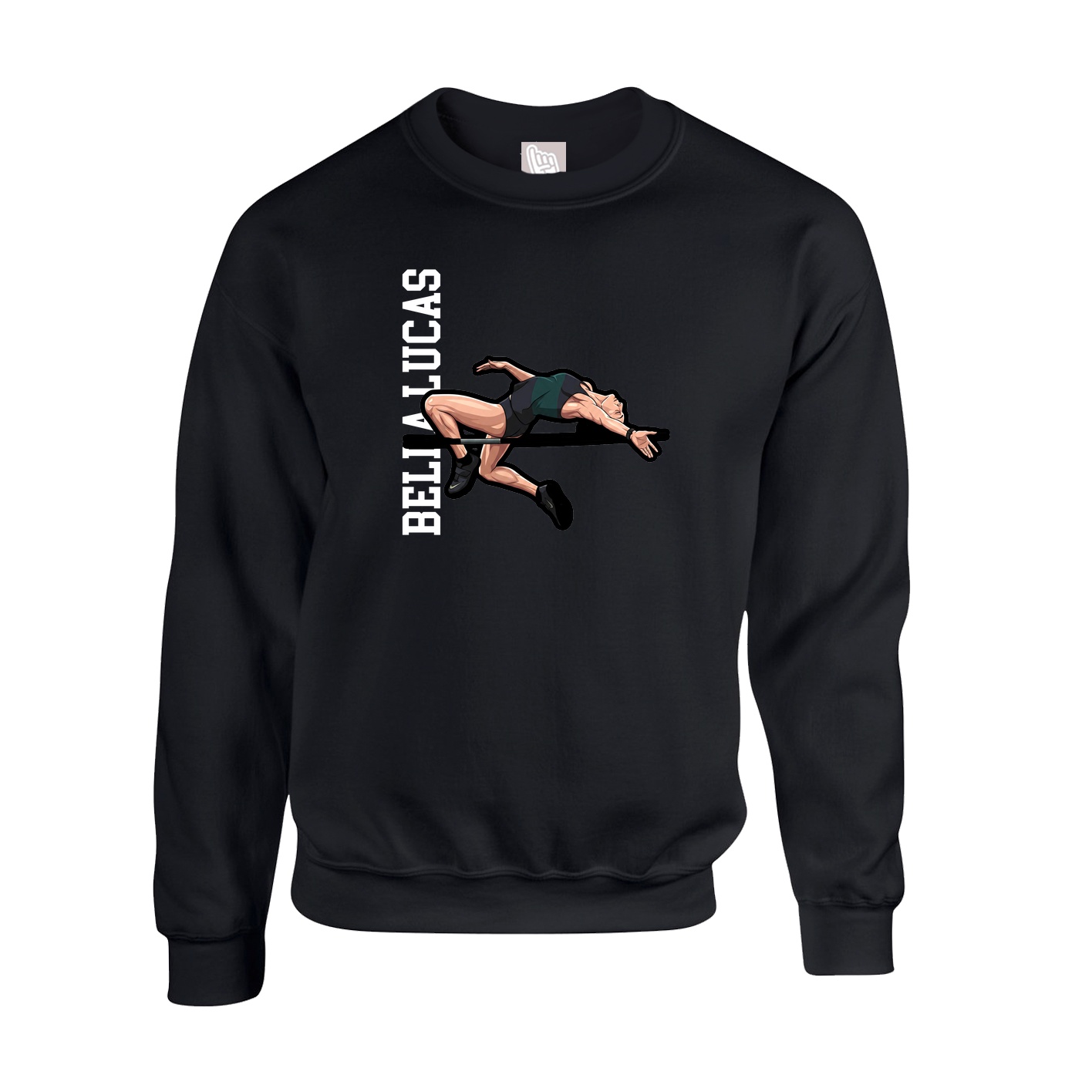 Fleece Crew — Name Vertical in Black