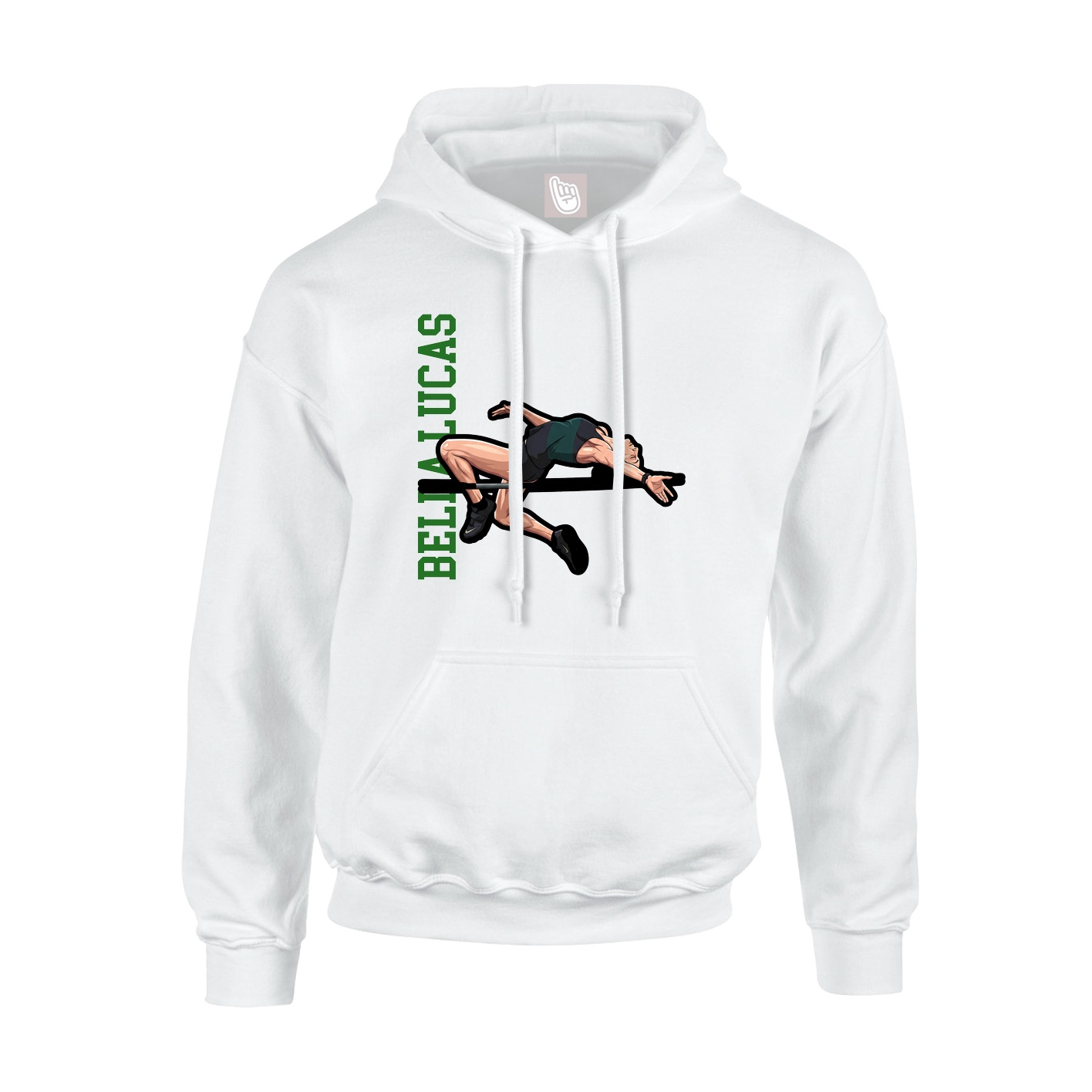 Youth Hoodie — Name Vertical in White