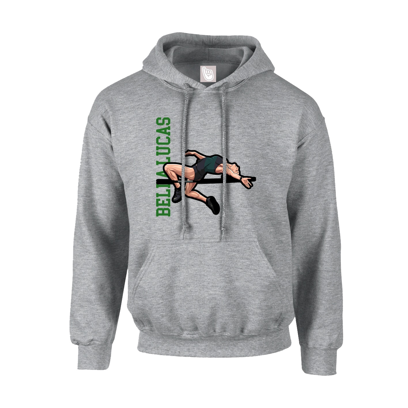 Youth Hoodie — Name Vertical in Grey