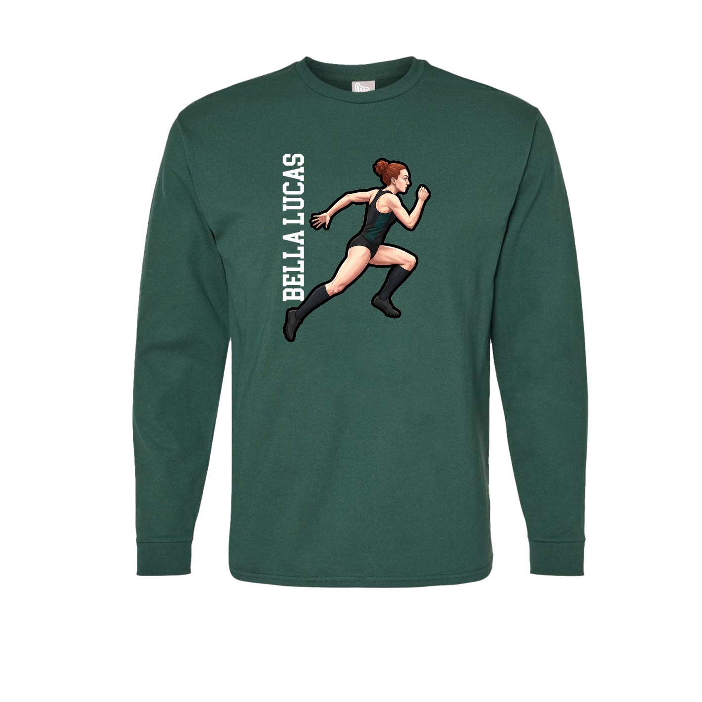 Long Sleeve Tee — Name Vertical in Green