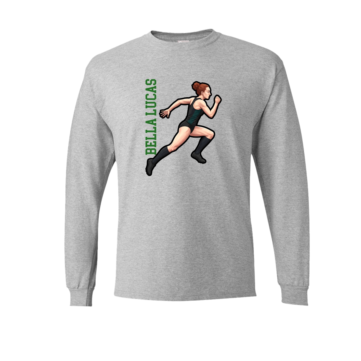 Long Sleeve Tee — Name Vertical in Grey
