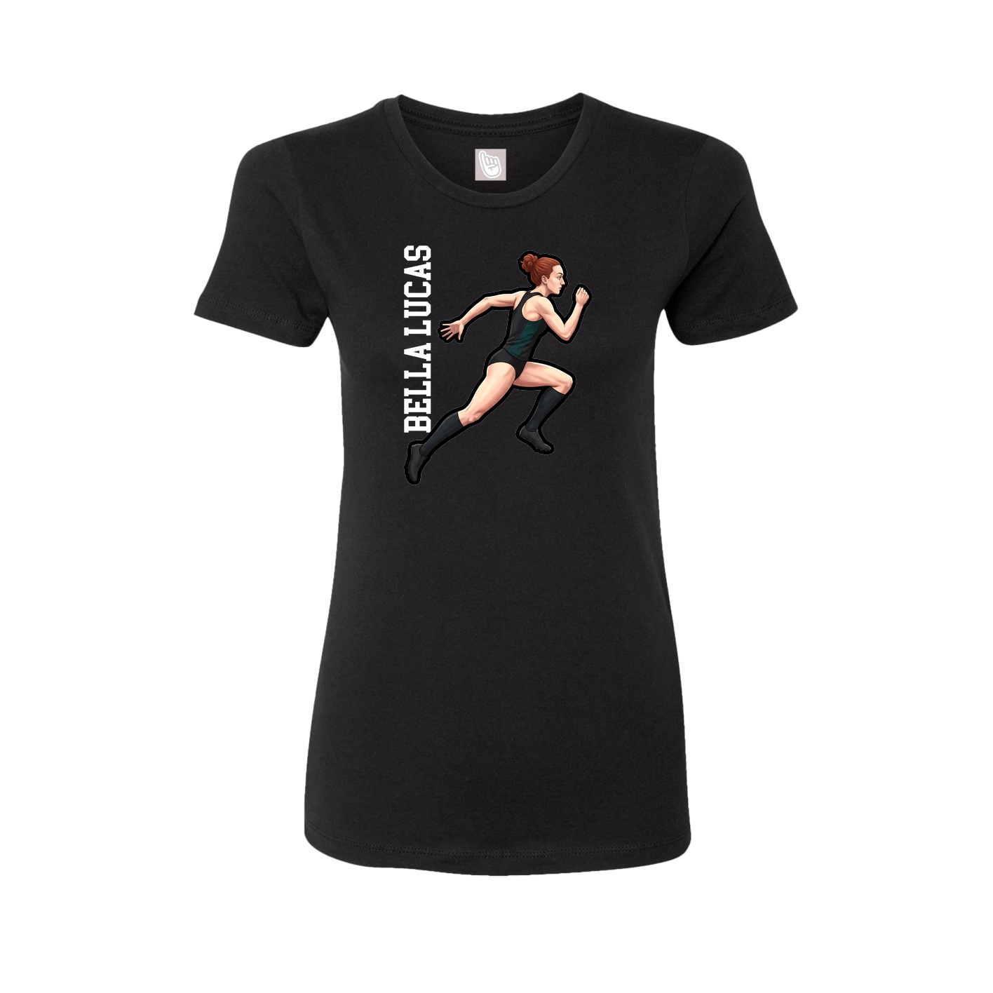 Womens Tee — Name Vertical in Black