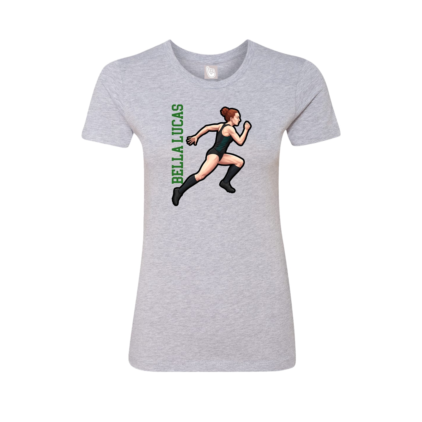Fitted Women's Tee — Name Vertical in Grey