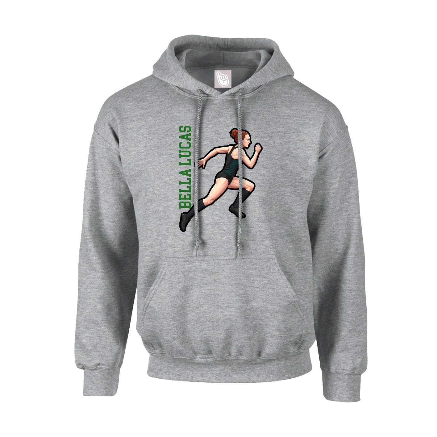 Hoodie — Name Vertical in Grey