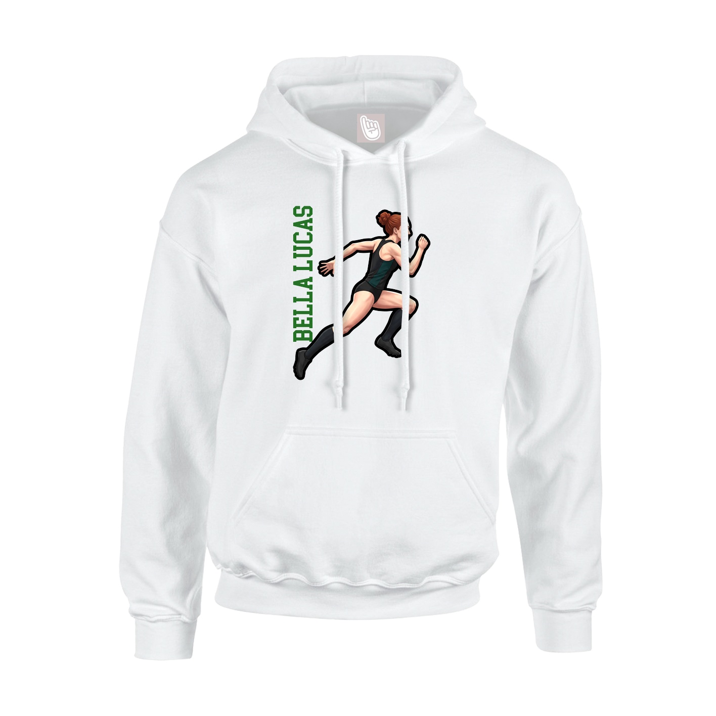 Youth Hoodie — Name Vertical in White