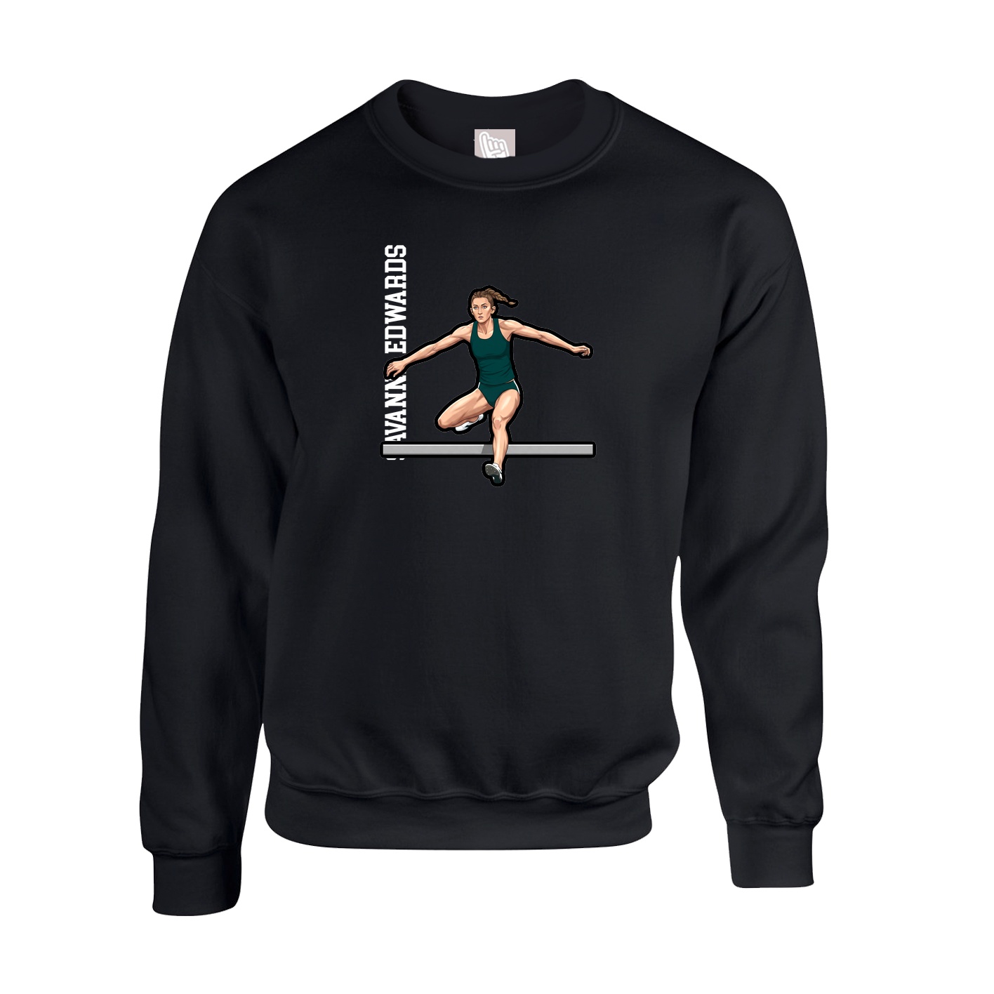 Fleece Crew — Name Vertical in Black