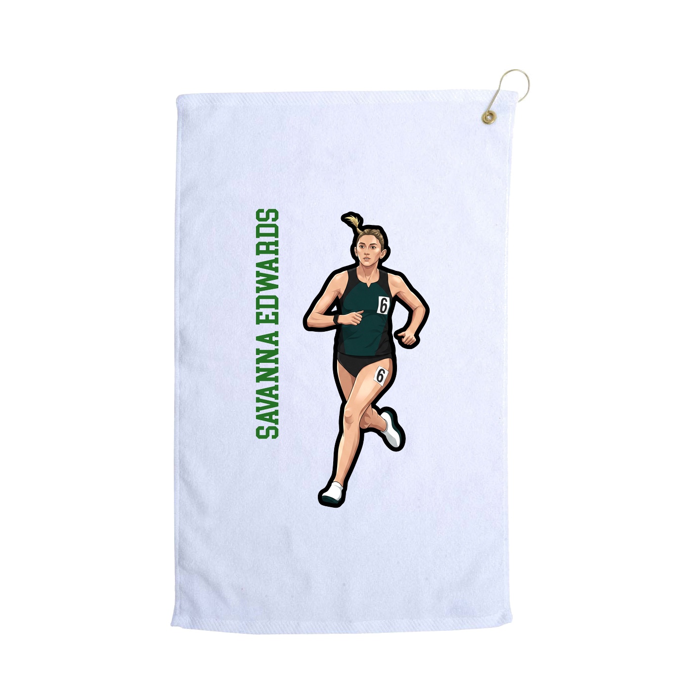 Golf Towel — Name Vertical in White