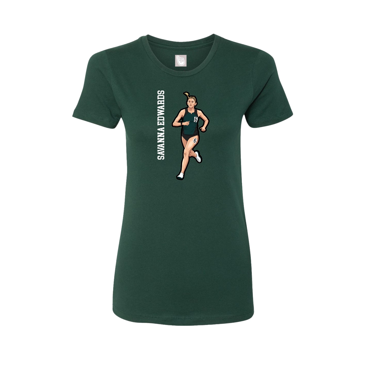 Womens Tee — Name Vertical in Green