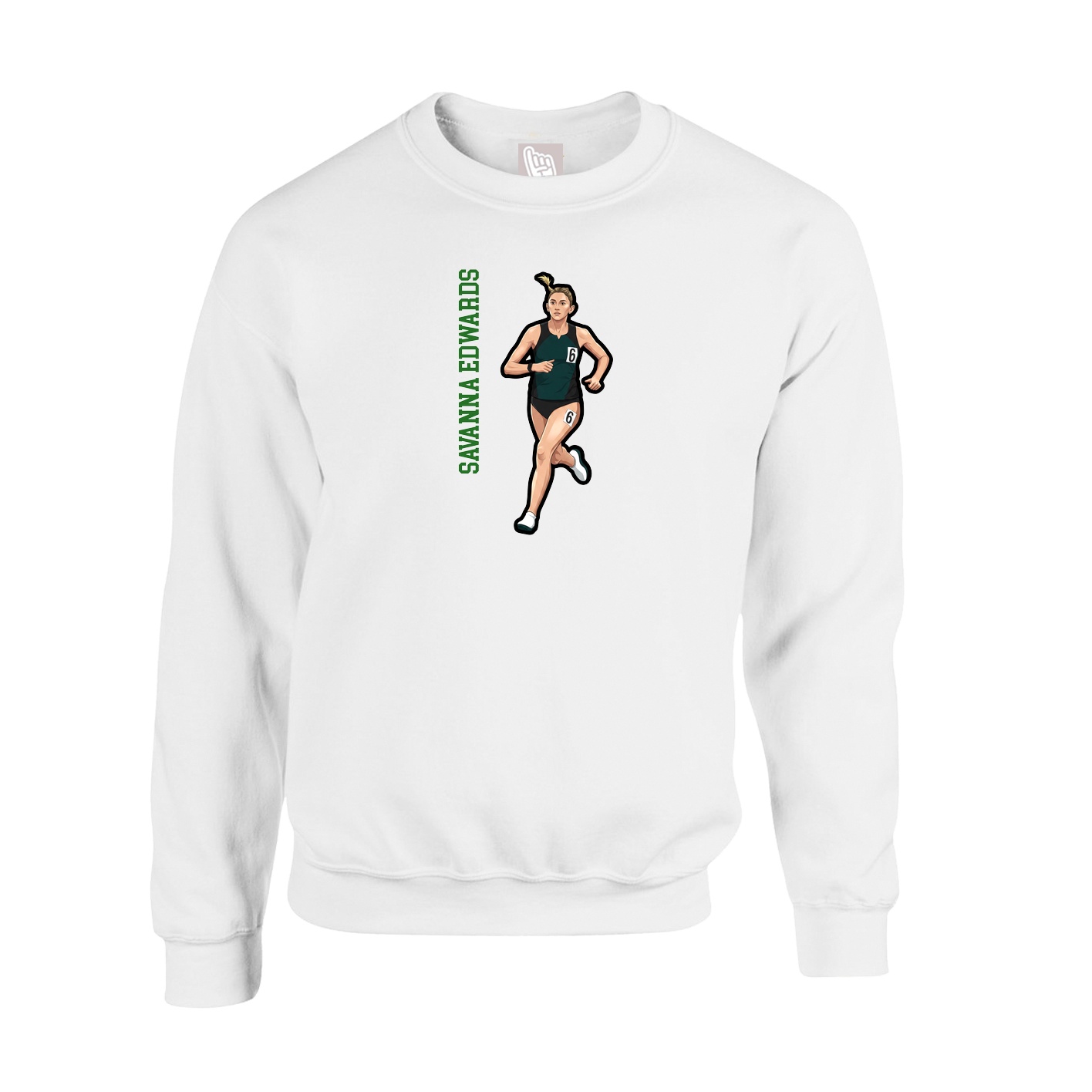 Fleece Crew — Name Vertical in White