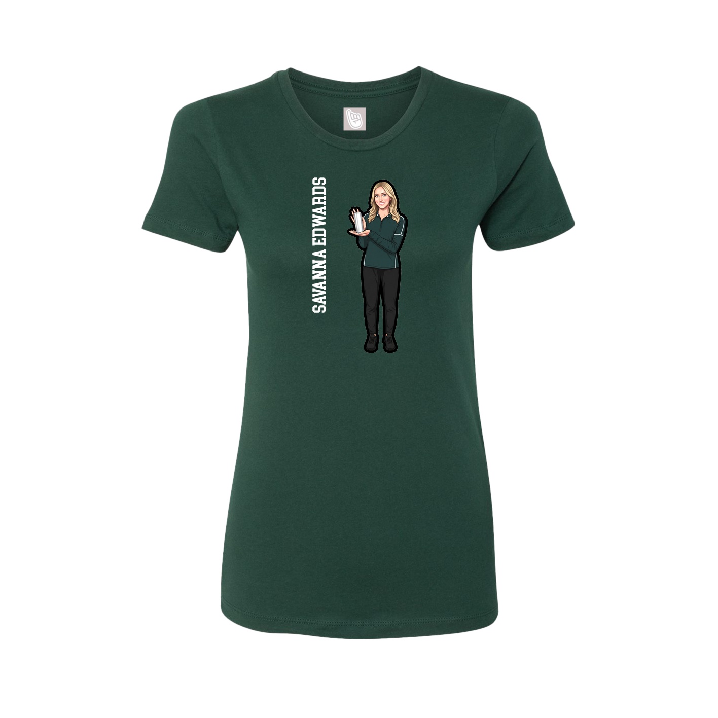 Fitted Women's Tee — Name Vertical in Green