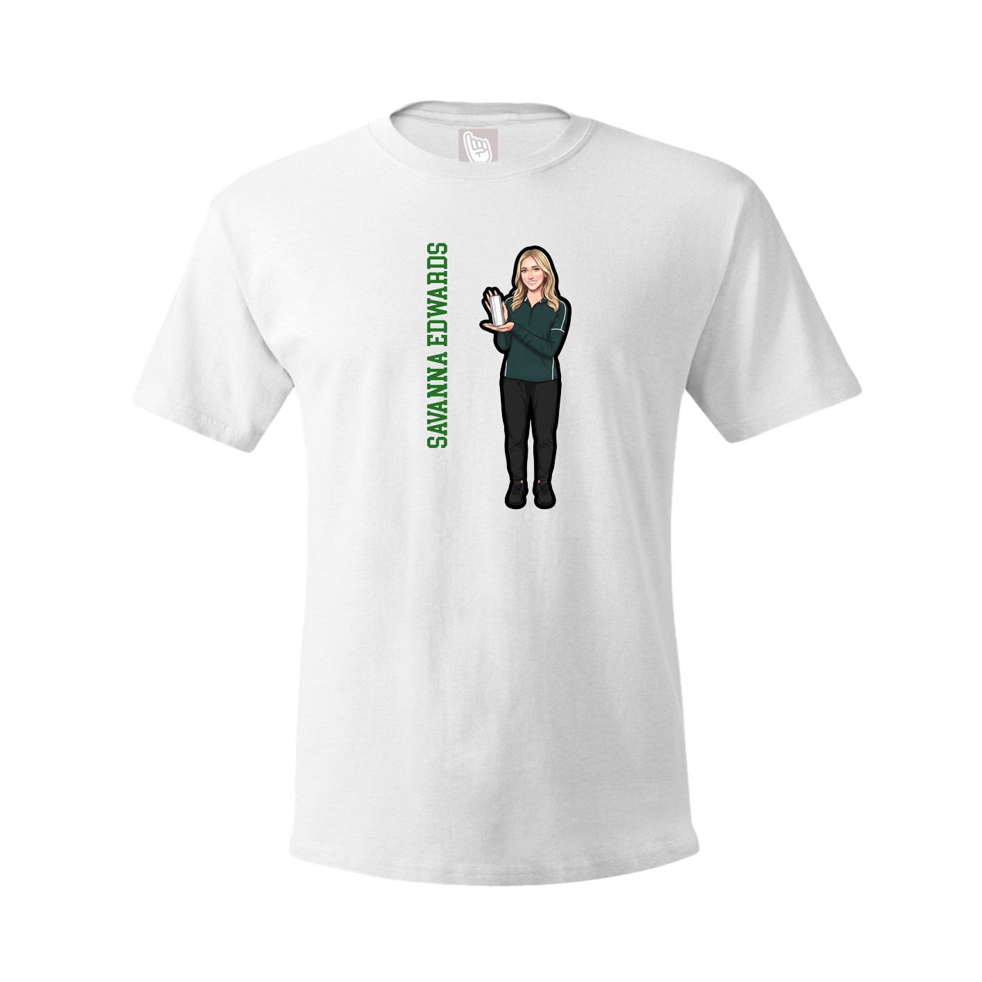 Youth Tee — Name Vertical in White