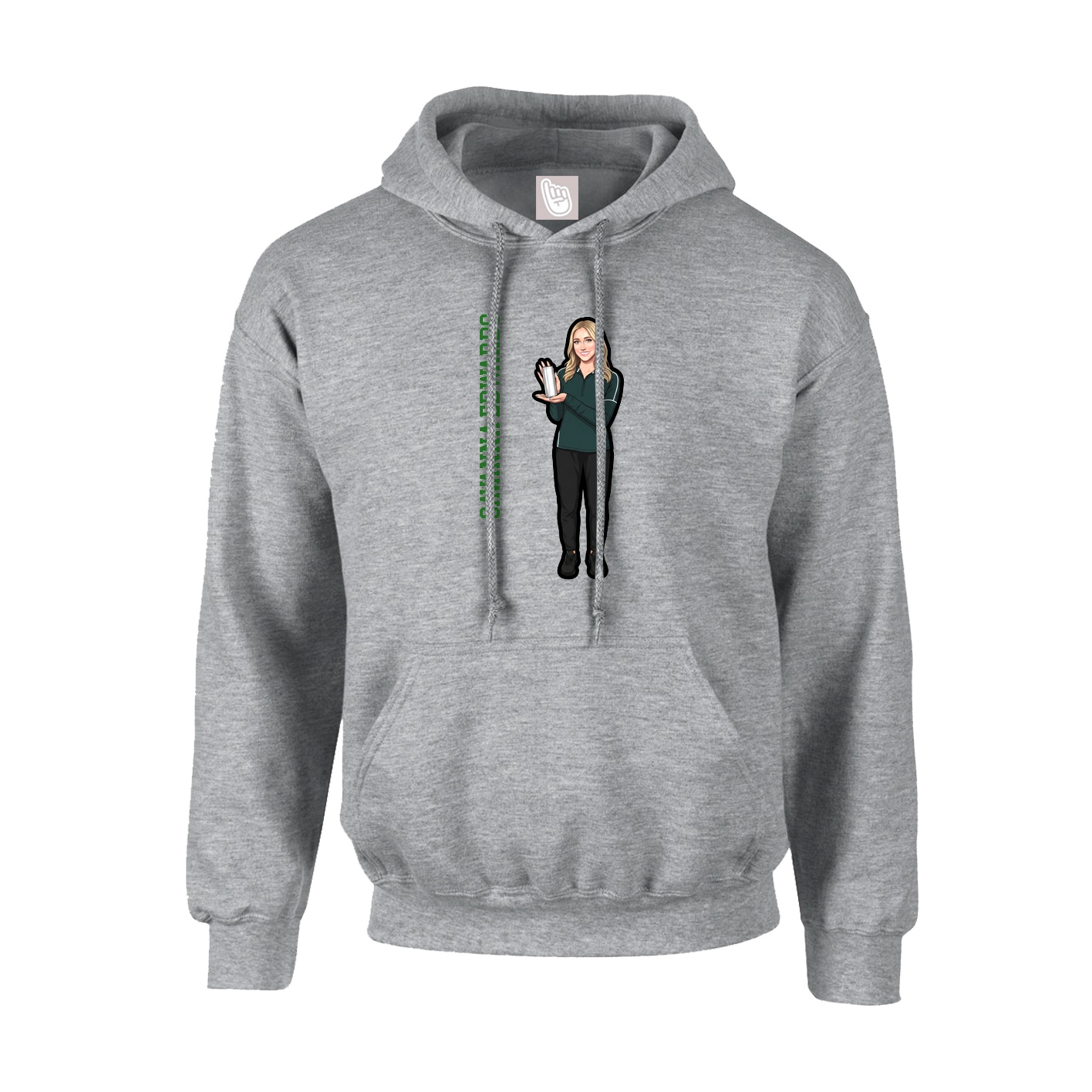 Hoodie — Name Vertical in Grey