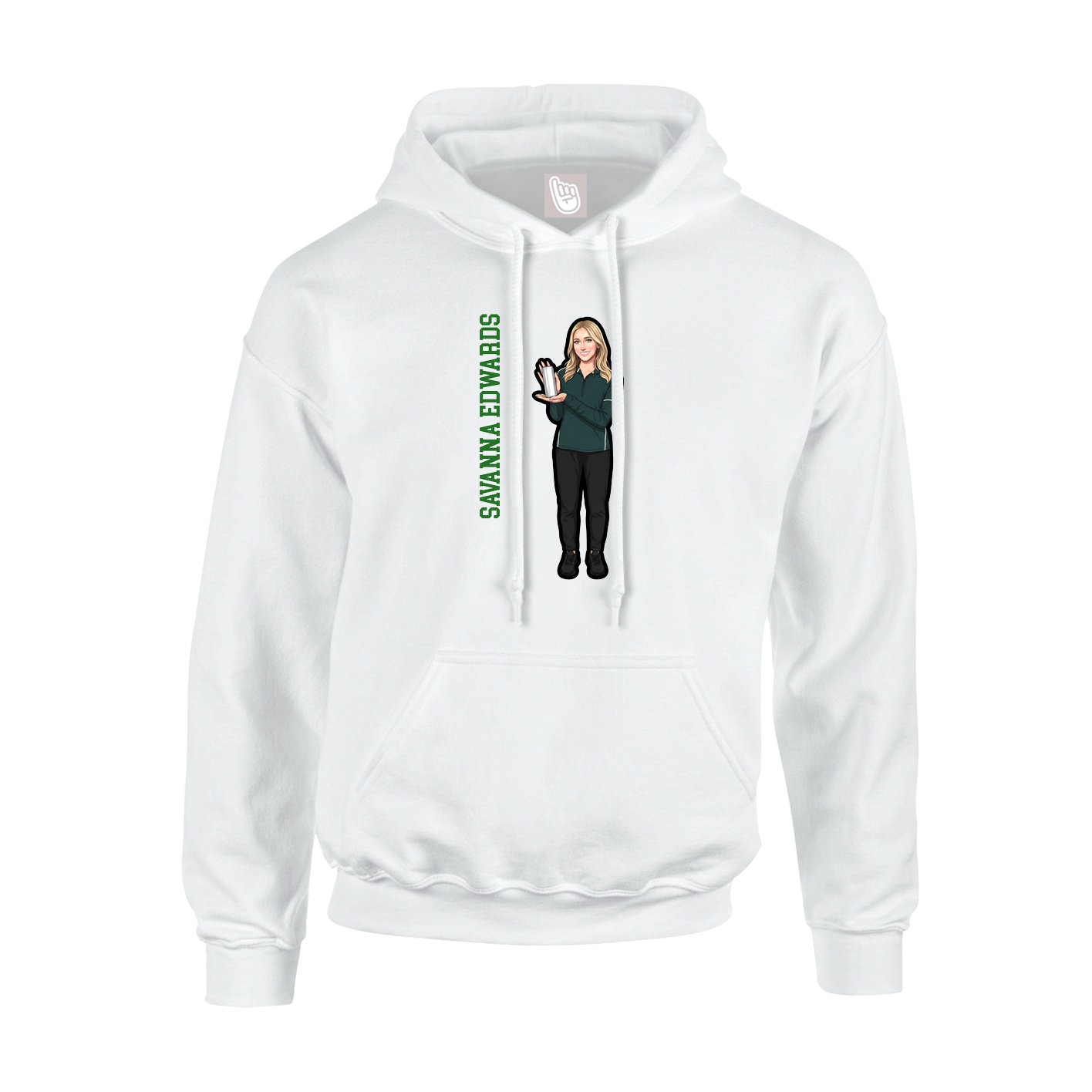 Hoodie — Name Vertical in White