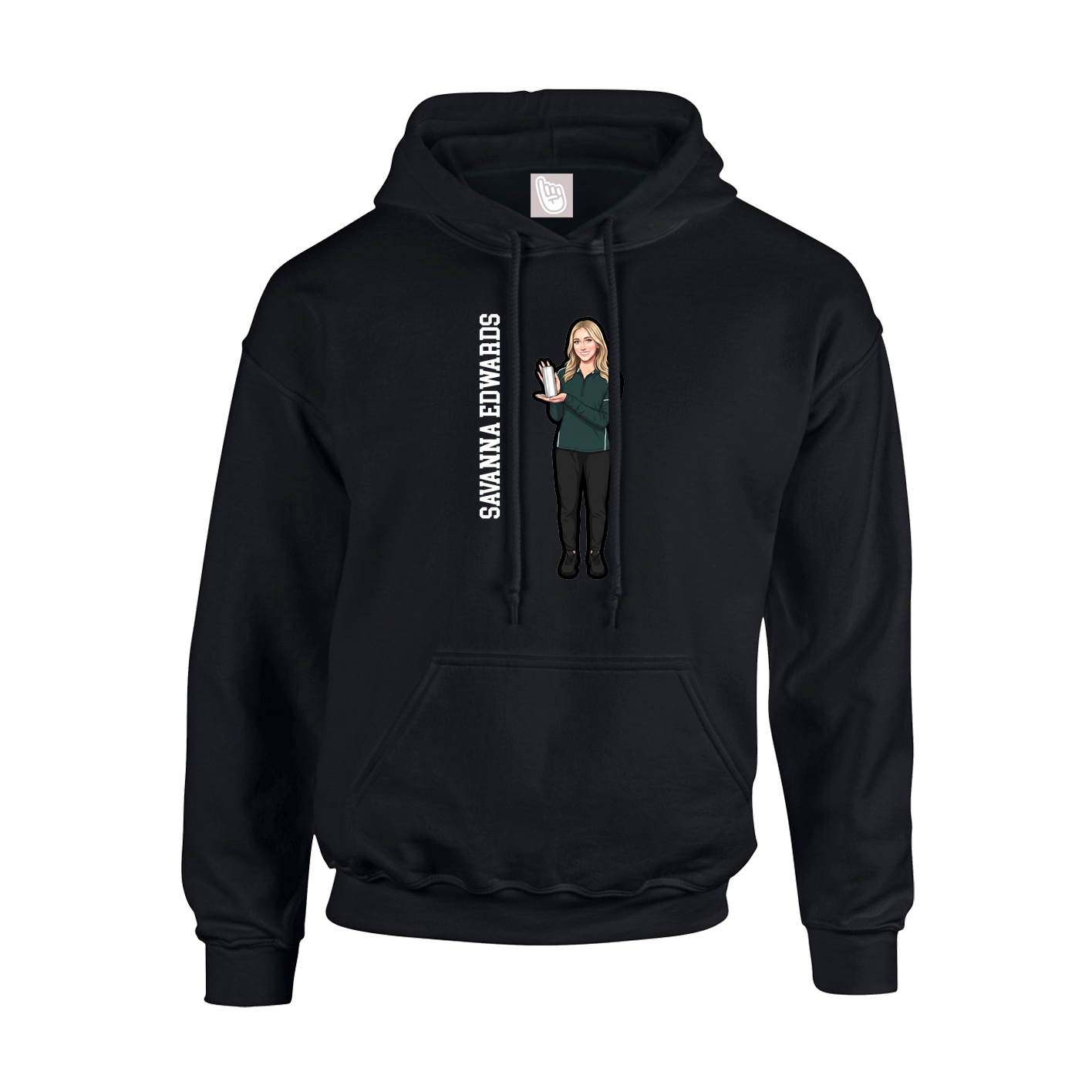 Youth Hoodie — Name Vertical in Black