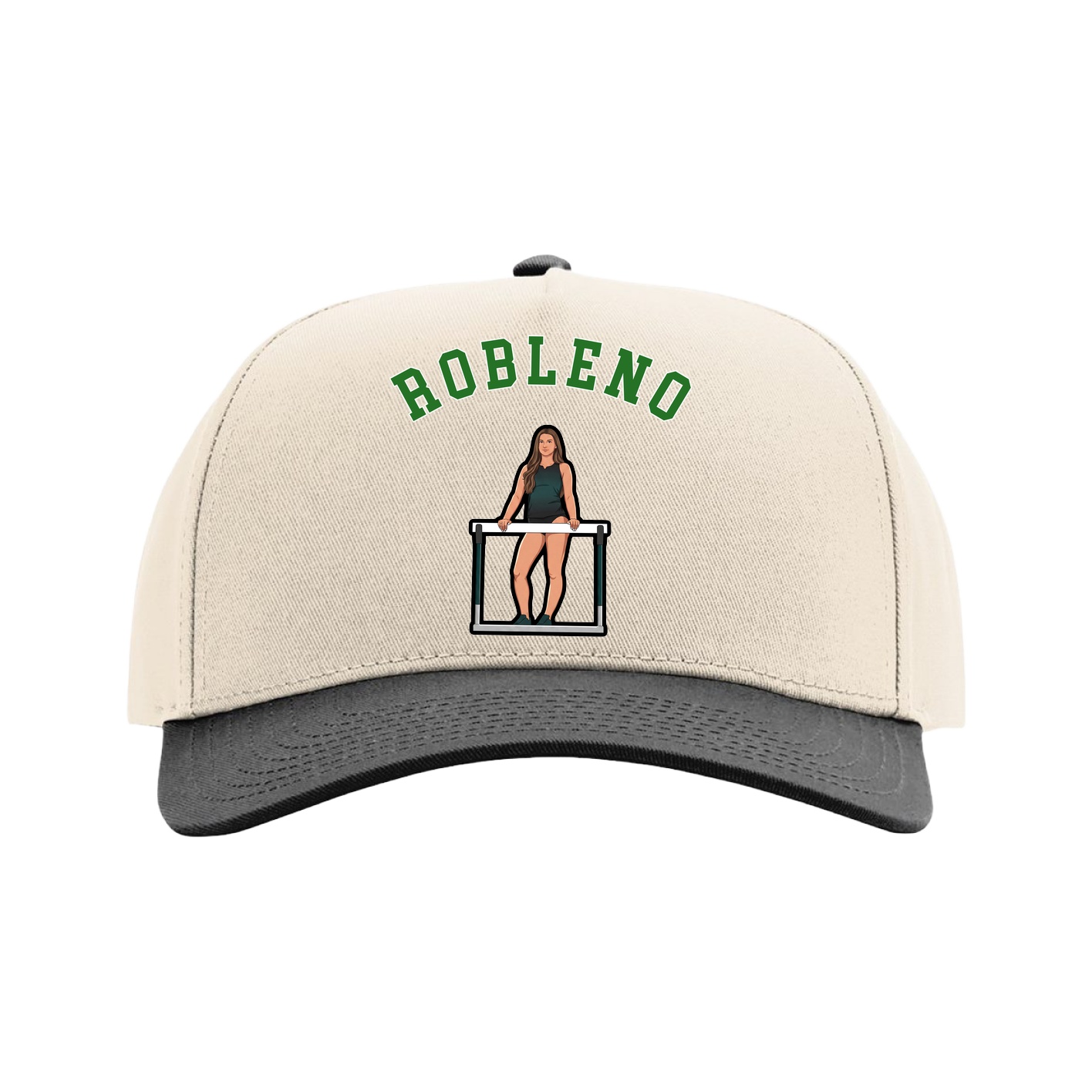 Full Fabric Five-Panel Champ Cap — Shirsey Arch in Cream/Black
