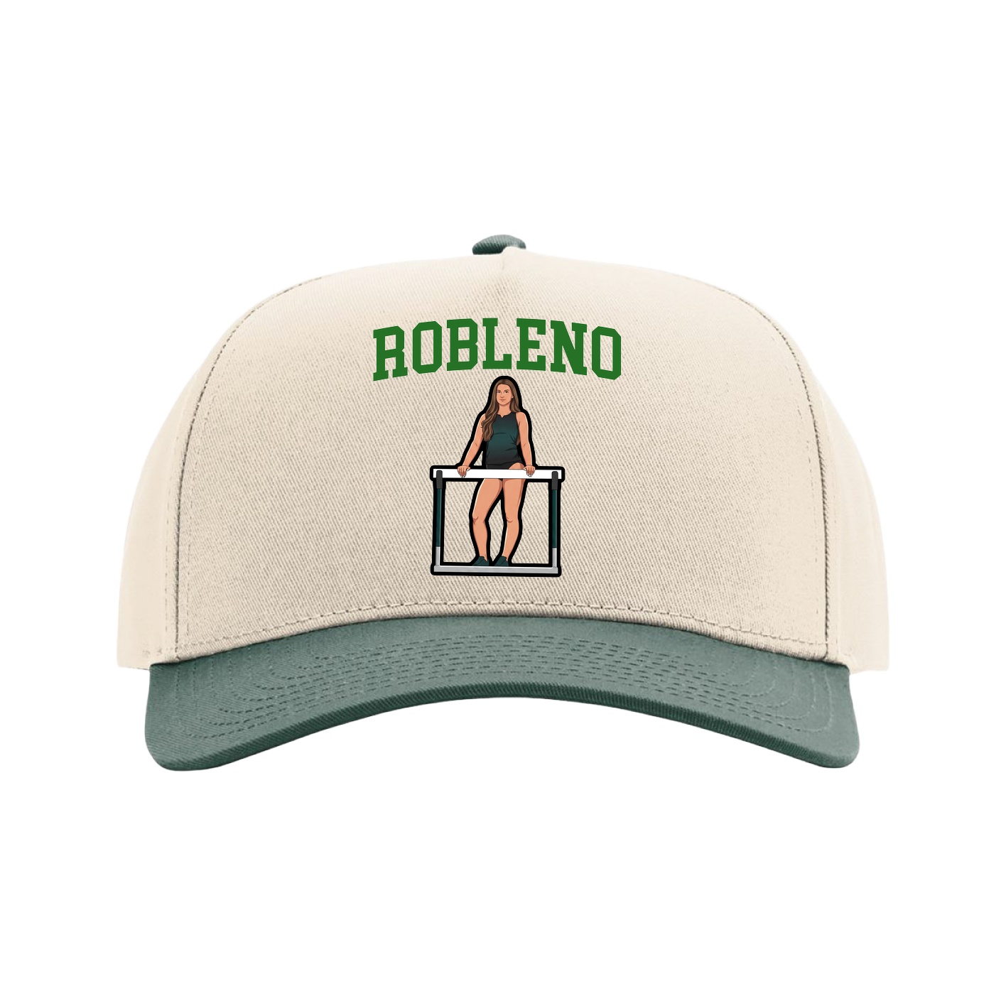 Full Fabric Five-Panel Champ Cap — Shirsey in Cream/Green