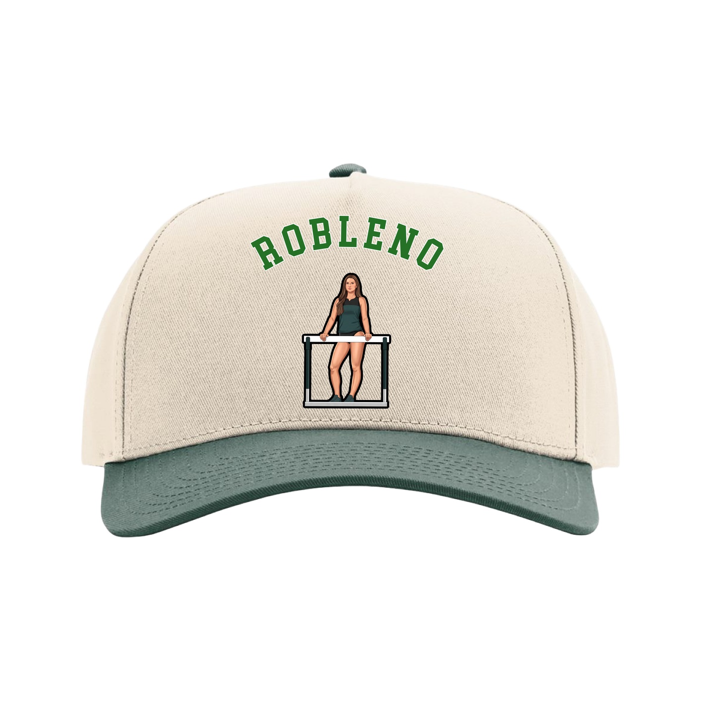 Full Fabric Five-Panel Champ Cap — Shirsey Arch in Cream/Green