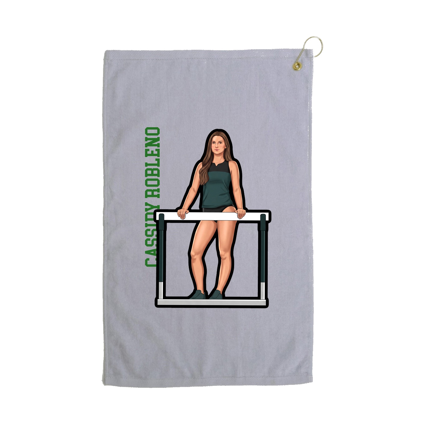 Golf Towel — Name Vertical in Grey