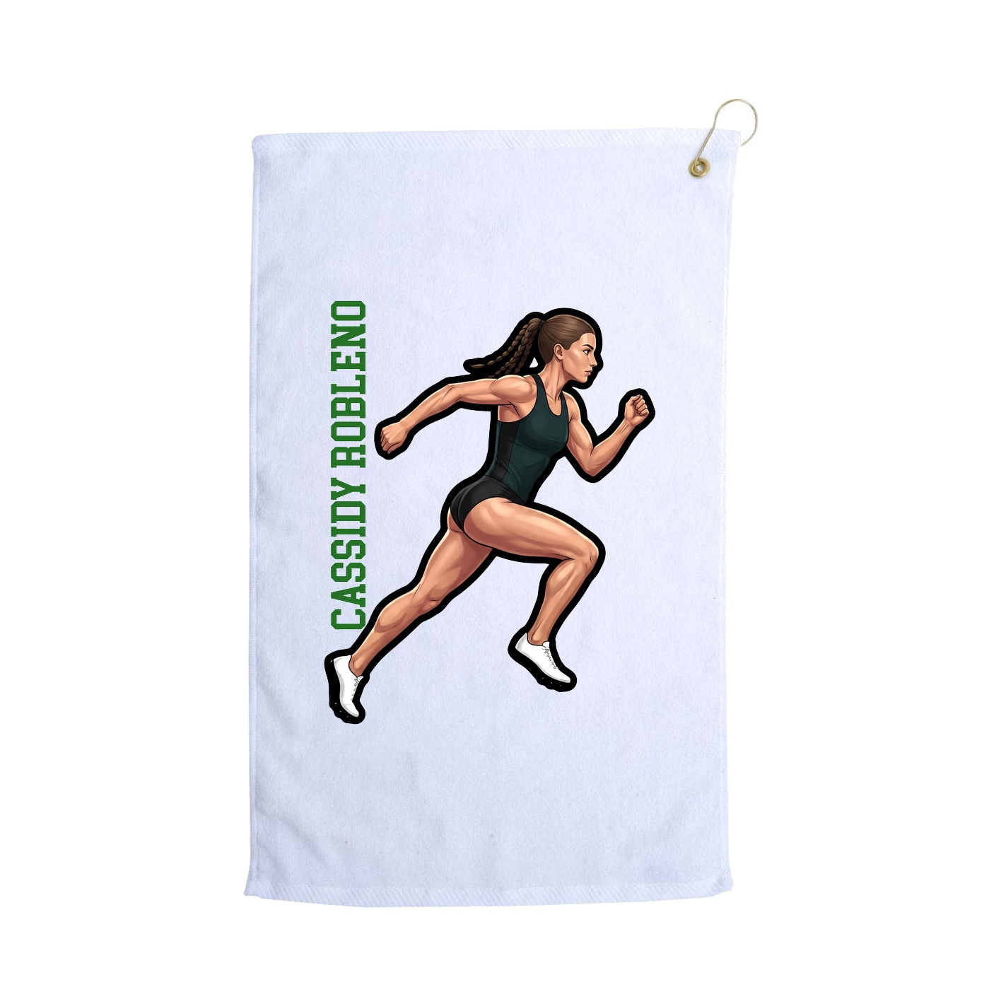 Golf Towel — Name Vertical in White