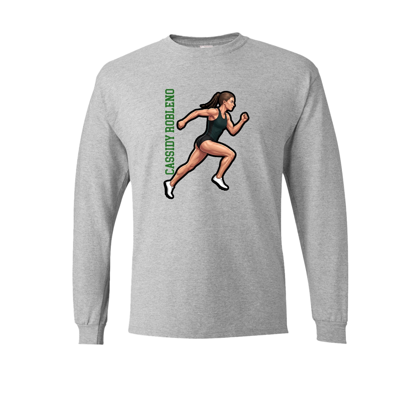 Long Sleeve Tee — Name Vertical in Grey