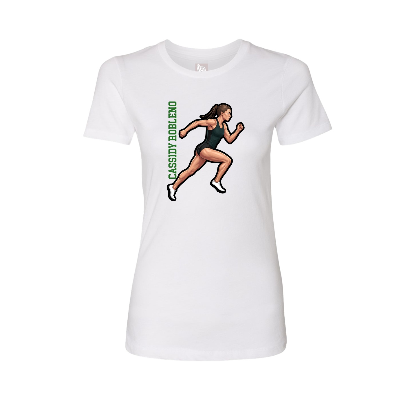 Womens Tee — Name Vertical in White