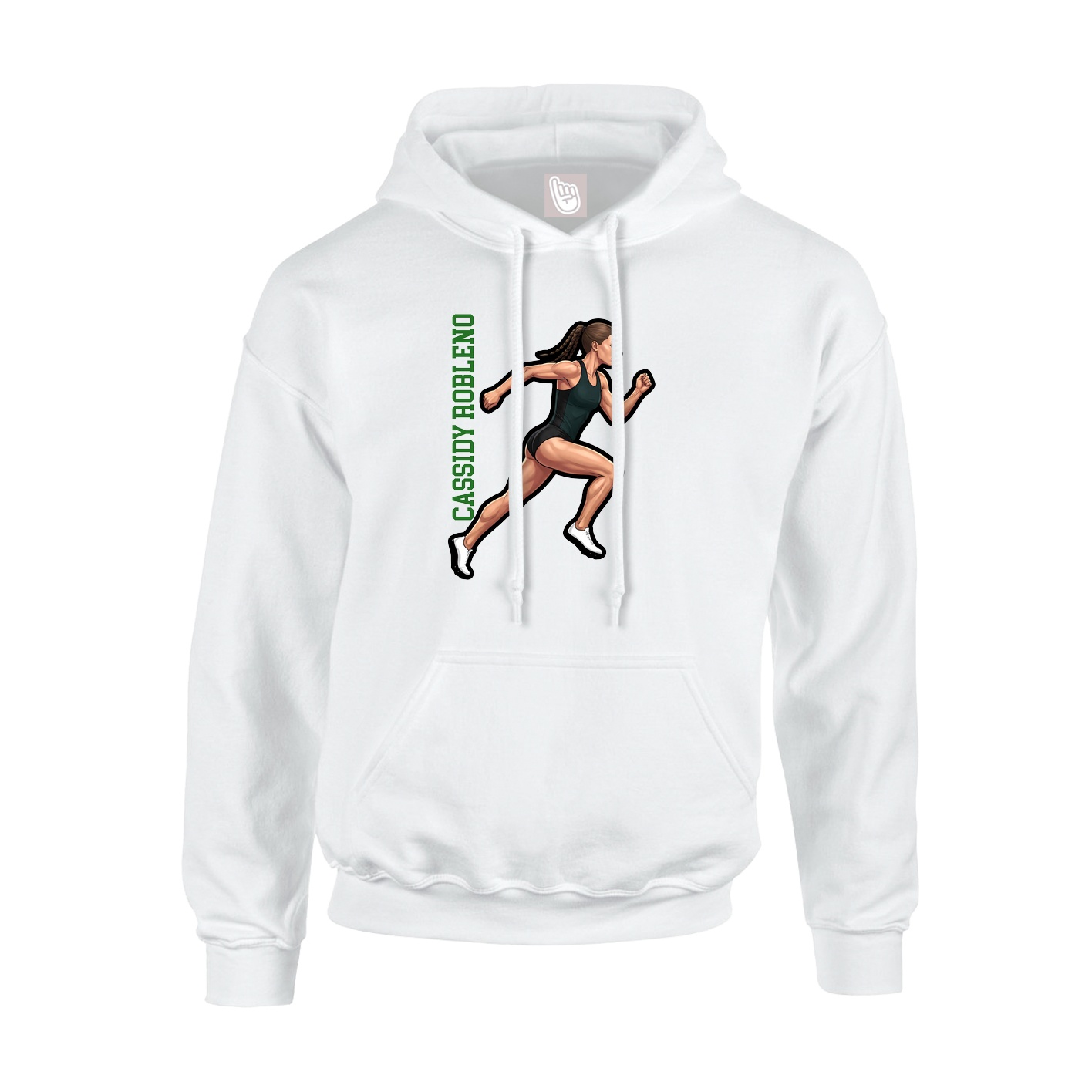 Youth Hoodie — Name Vertical in White