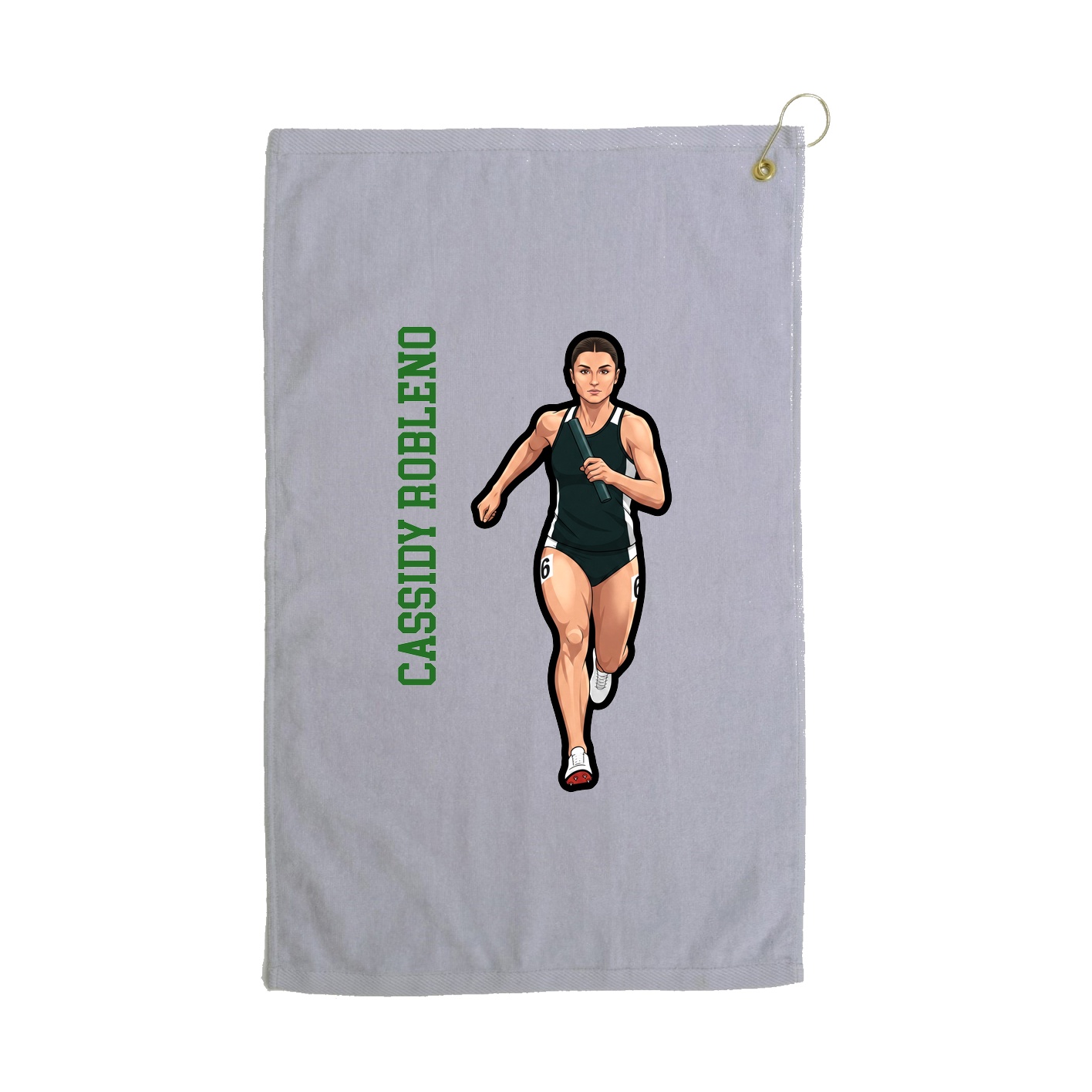 Golf Towel — Name Vertical in Grey