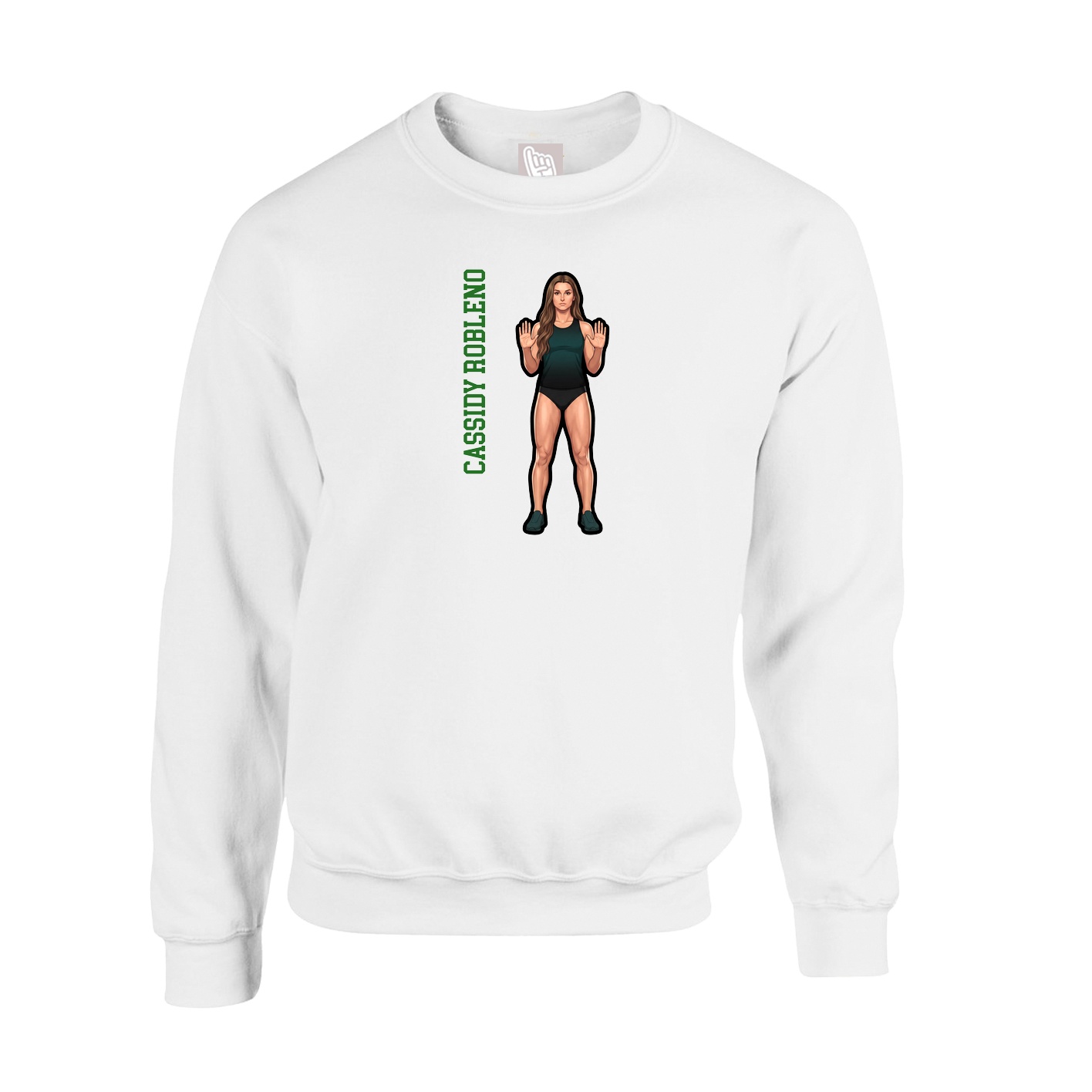 Fleece Crew — Name Vertical in White