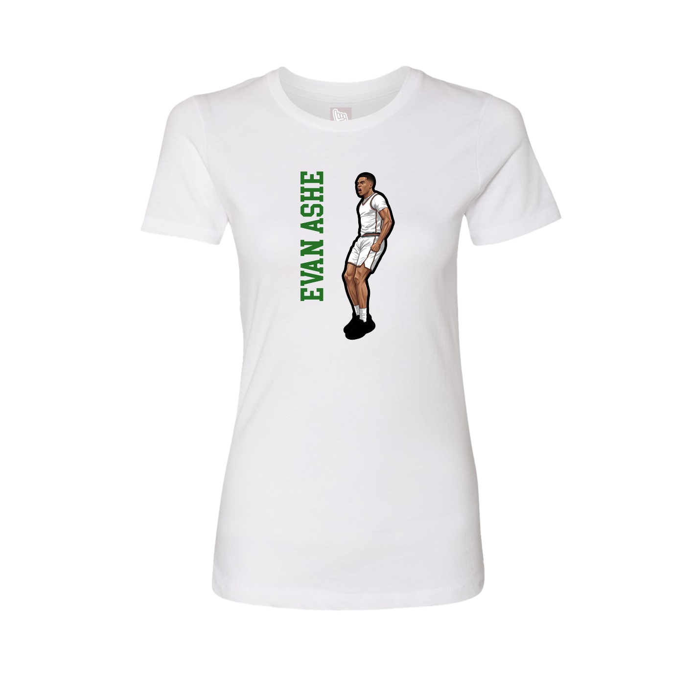 Fitted Women's Tee — Name Vertical in White