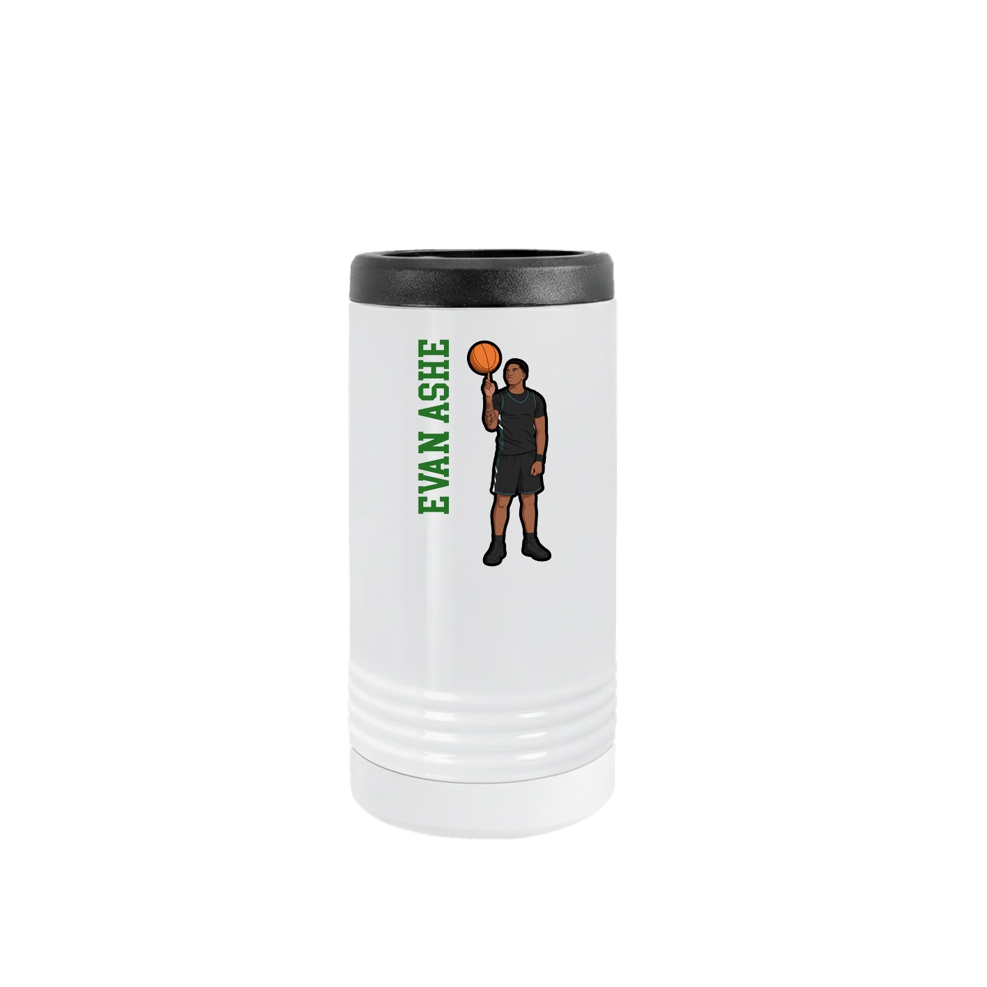 Slim Beverage Holder — Name Vertical in White