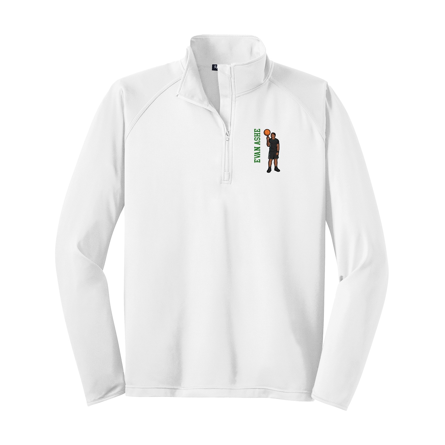 Q-Zip Pullover — Name Vertical in White