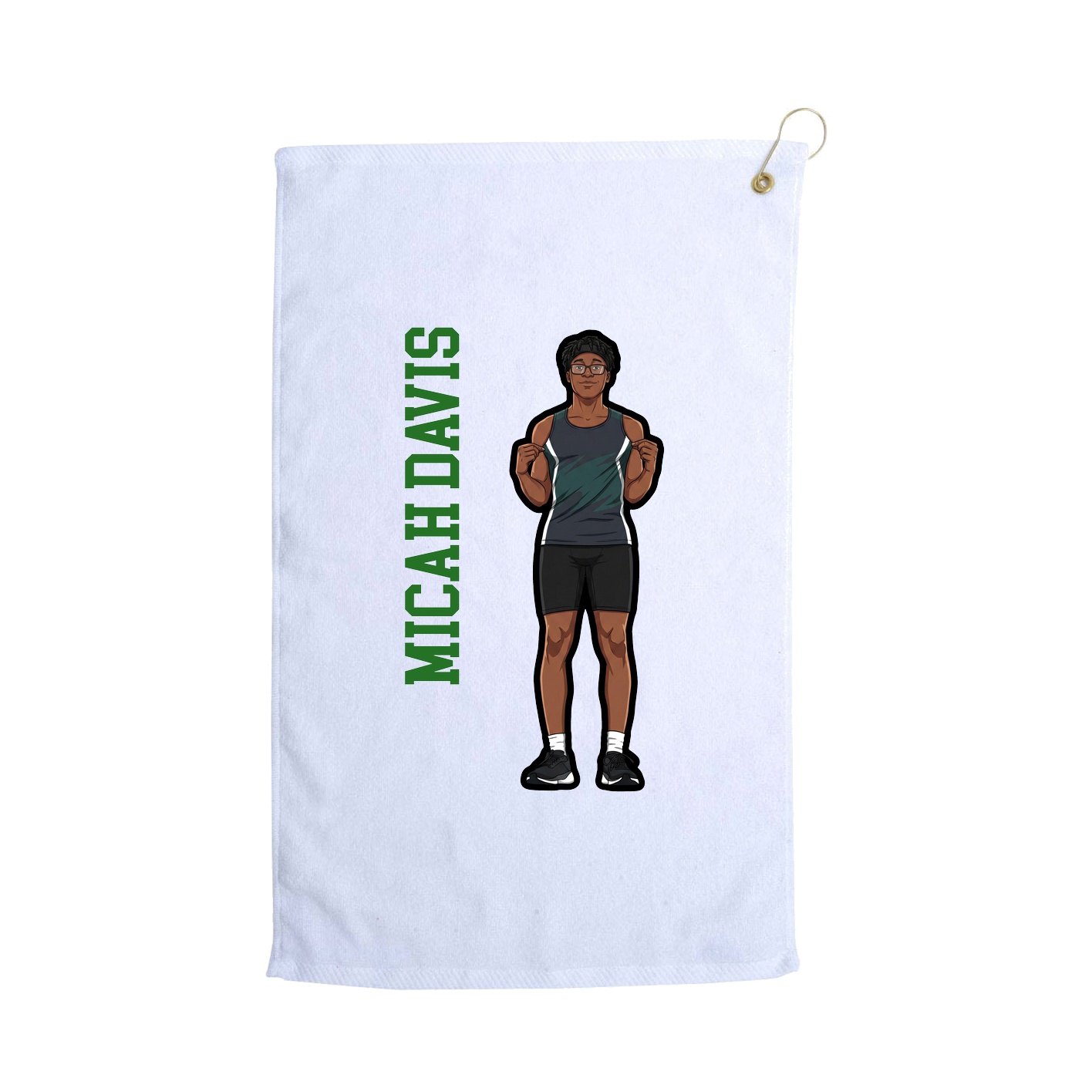 Golf Towel — Name Vertical in White