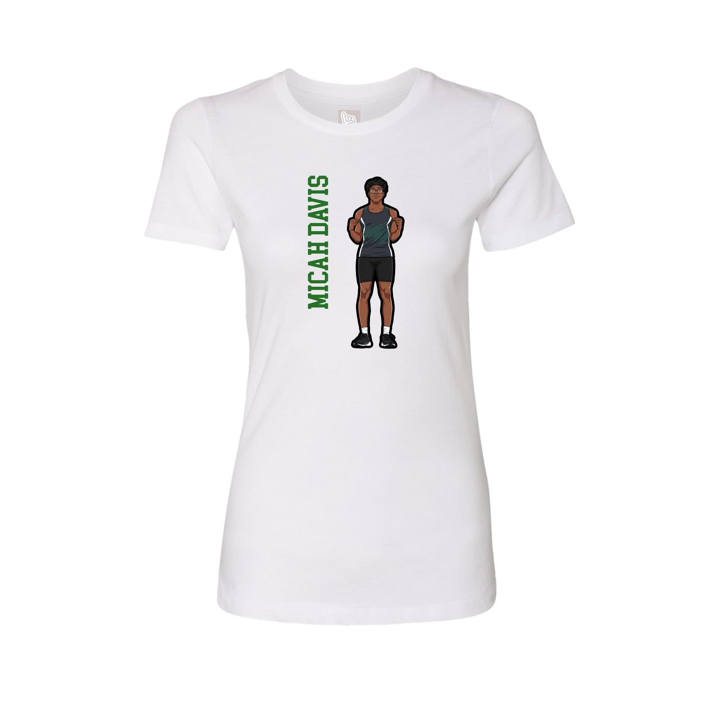 Womens Tee — Name Vertical in White