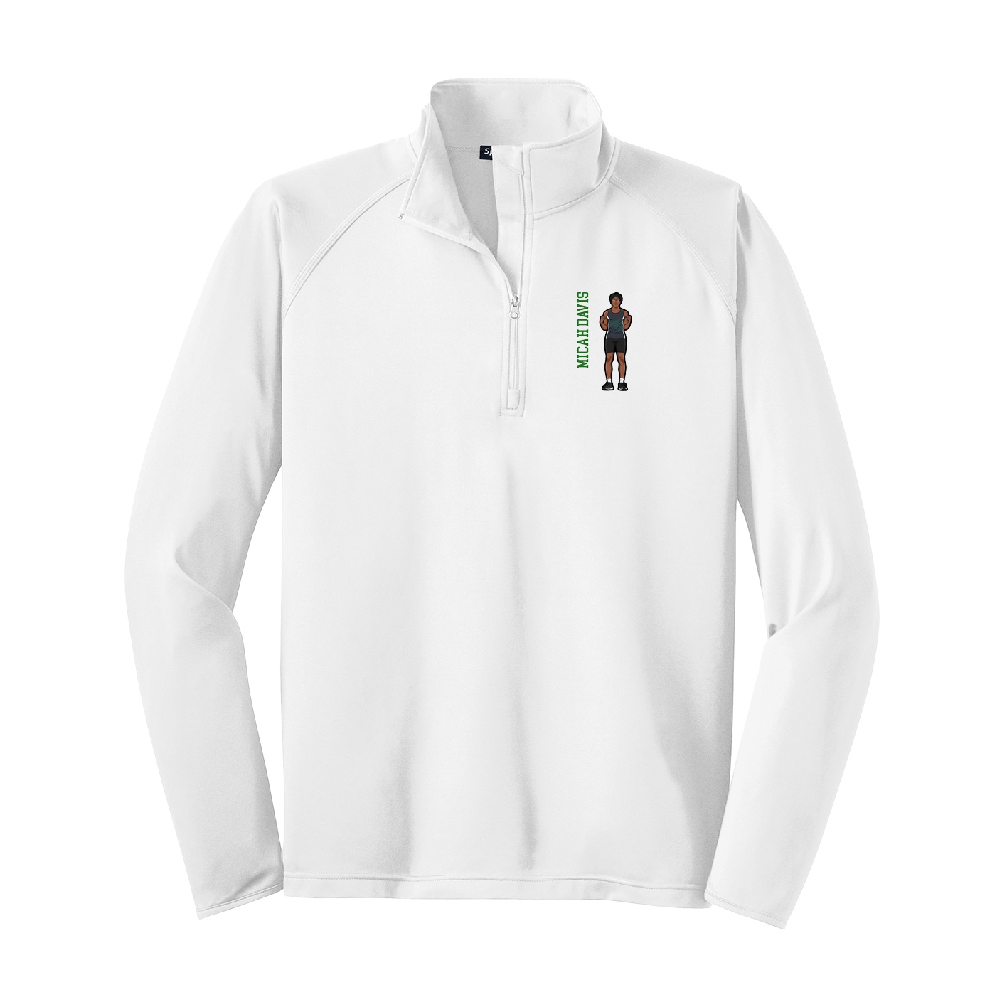 Q-Zip Pullover — Name Vertical in White