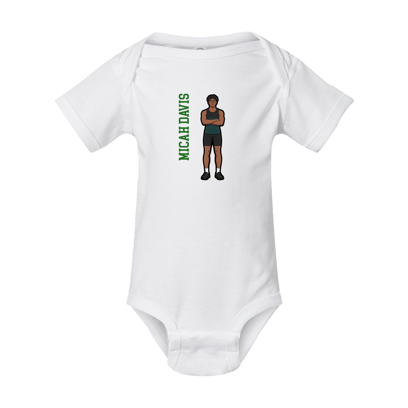 Baby Onesie — Name Vertical in White